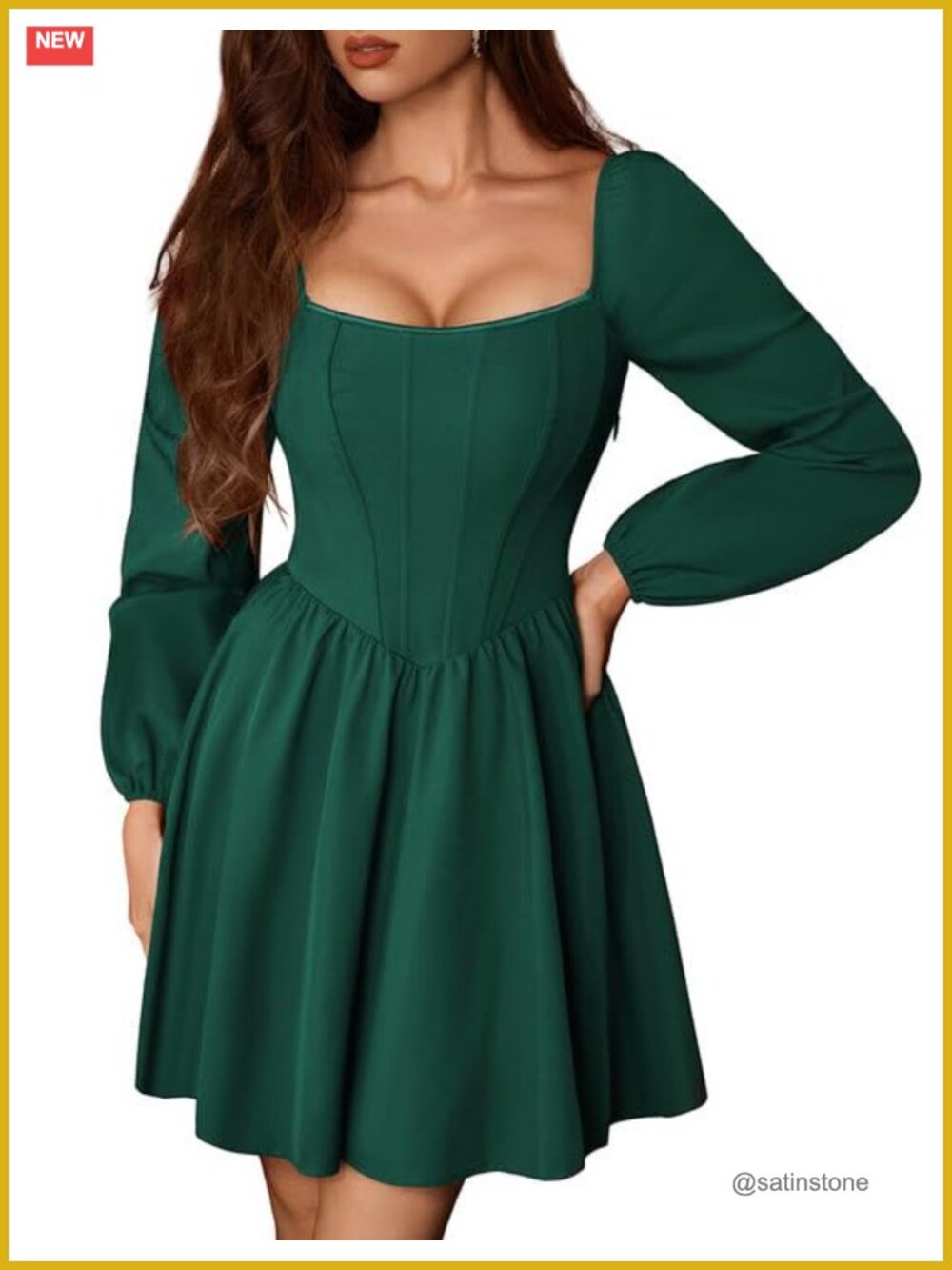 Renaissance Corset Mini Dress Long Sleeve Puff Sleeve Fit & Flare